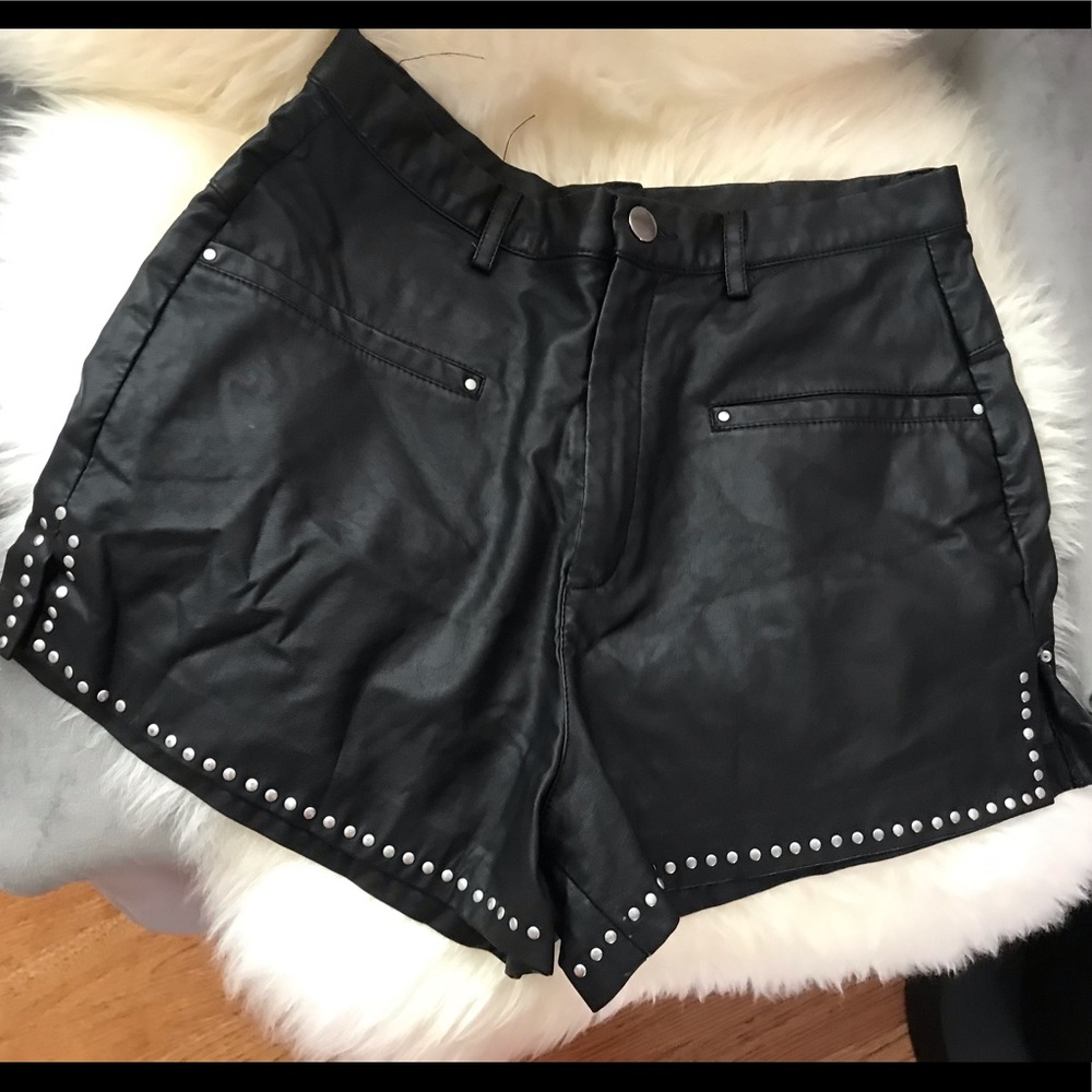 Zara faux black leather high waisted short
